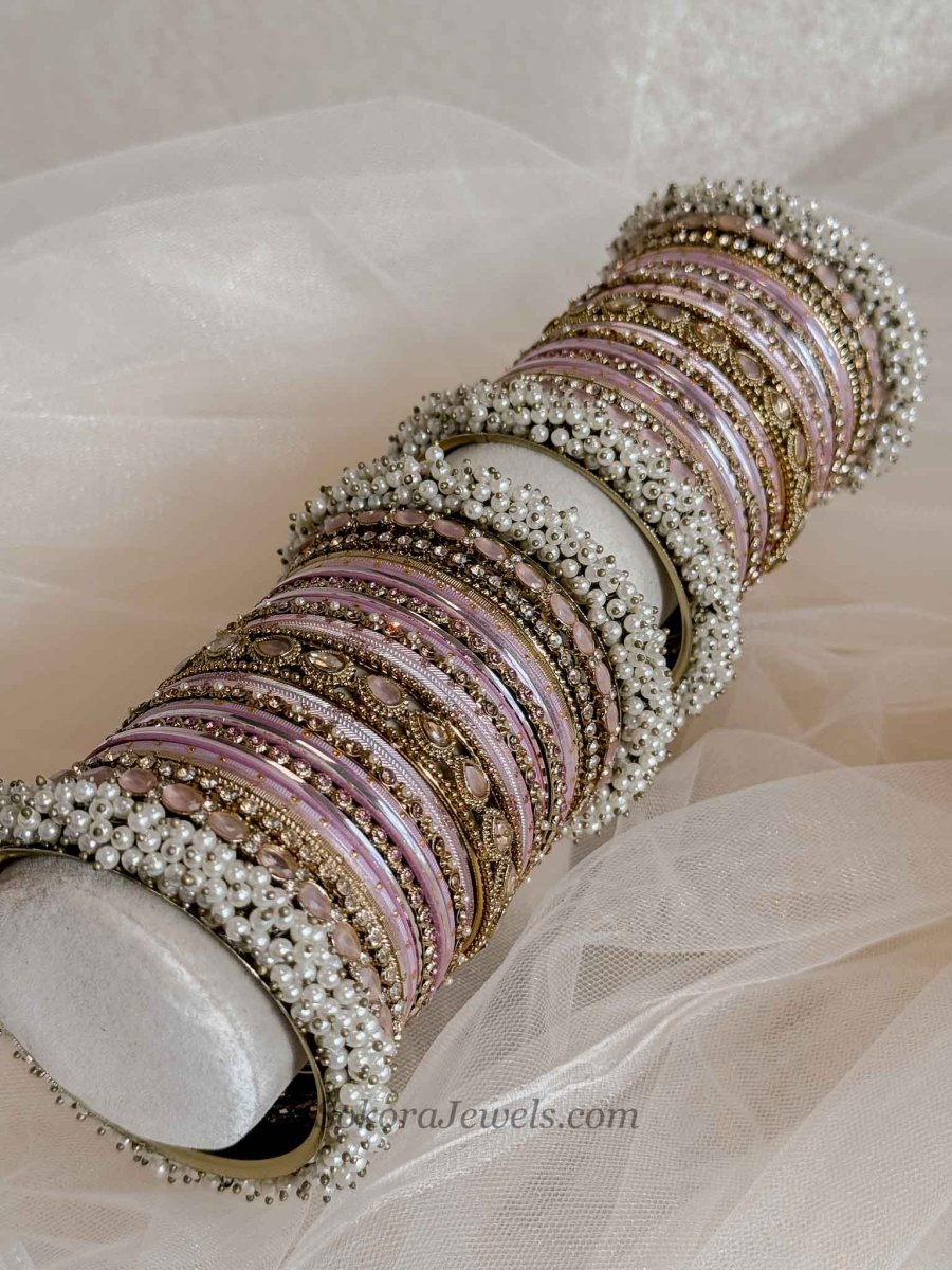 Thanjina Pink Bangle stack - SOKORA JEWELSThanjina Pink Bangle stackBANGLES