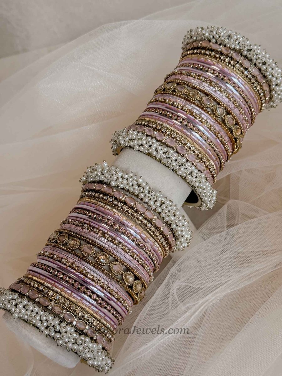 Thanjina Pink Bangle stack - SOKORA JEWELSThanjina Pink Bangle stackBANGLES