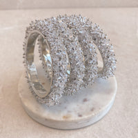 Thanjina Silver & Clear Beaded Cluster Bangles - SOKORA JEWELSThanjina Silver & Clear Beaded Cluster BanglesBANGLES