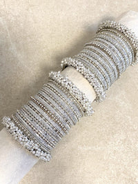 Thanjina Silver Pearly Bangle stack - SOKORA JEWELSThanjina Silver Pearly Bangle stackBANGLES