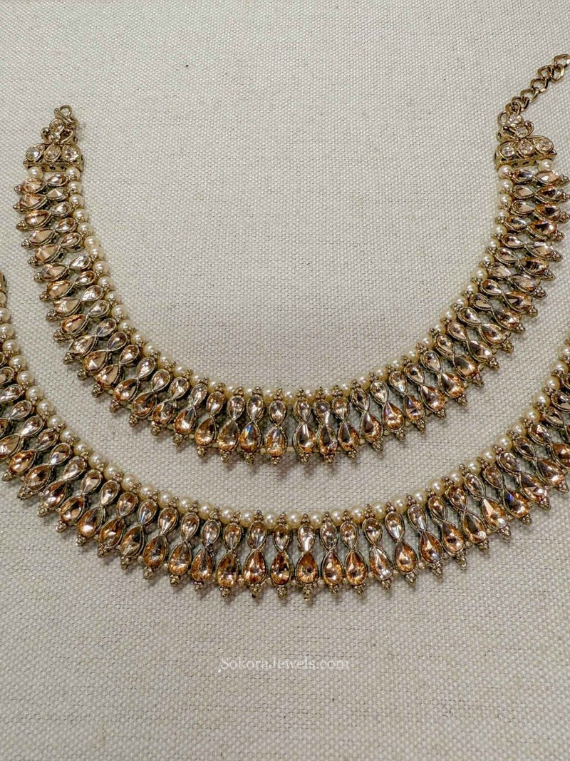 Thick Golden and Pearl Anklets - SOKORA JEWELSThick Golden and Pearl Anklets