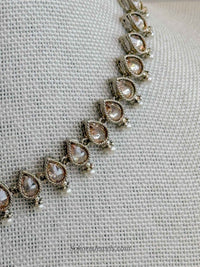Thin Antique Gold Crystal Necklace - SOKORA JEWELSThin Antique Gold Crystal NecklaceChoker Sets