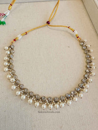 Thin Drop Crystal & Pearl Necklace - SOKORA JEWELSThin Drop Crystal & Pearl NecklaceChoker Sets