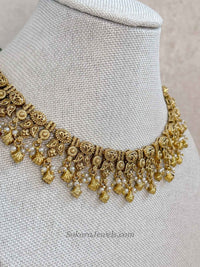 Thivika Gold Plated Necklace & Jhumka Earring Set - SOKORA JEWELSThivika Gold Plated Necklace & Jhumka Earring Set