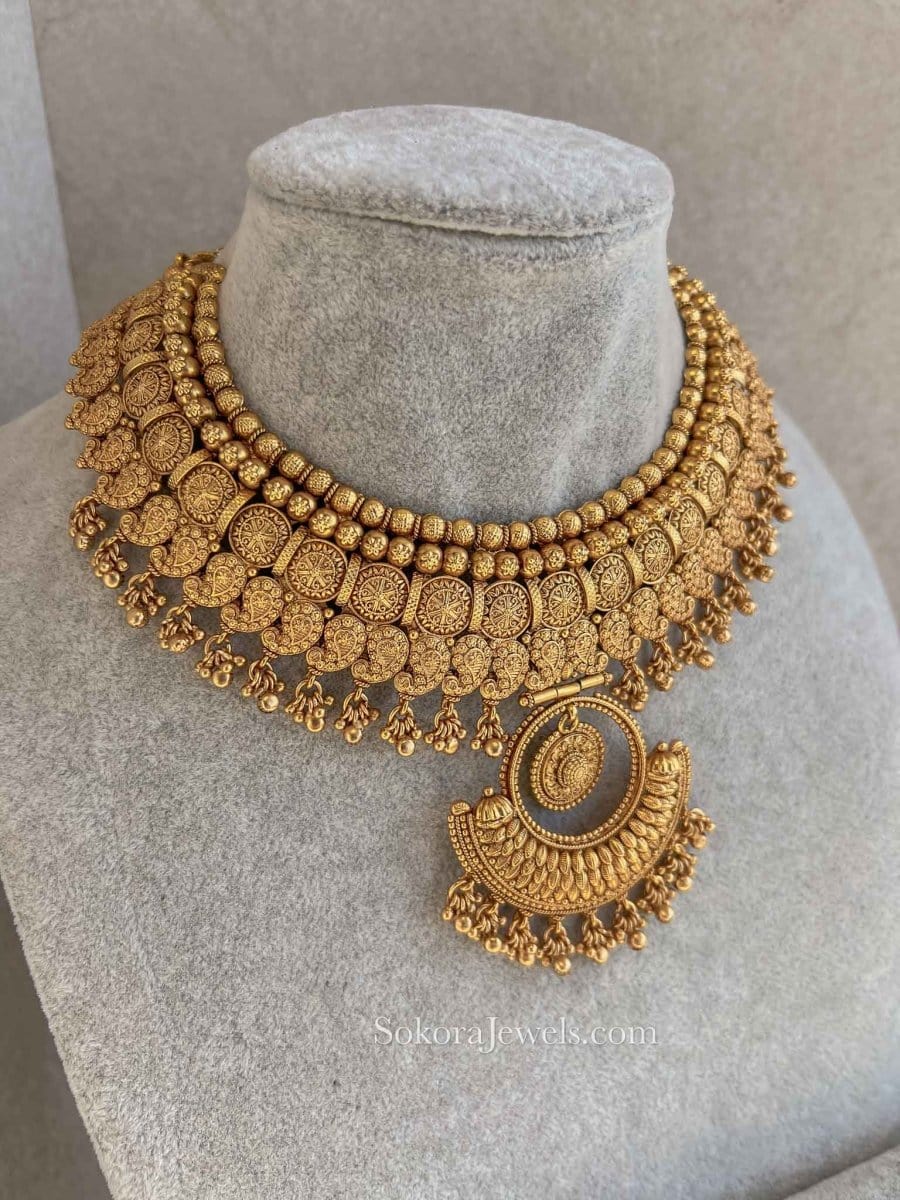 Thulashi Gold Temple Set - SOKORA JEWELSThulashi Gold Temple Set