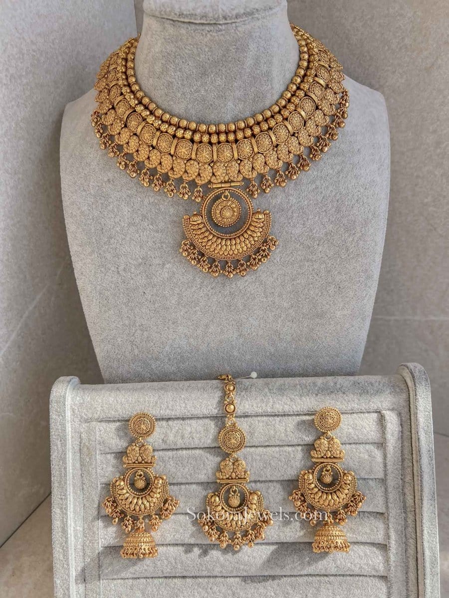 Thulashi Gold Temple Set - SOKORA JEWELSThulashi Gold Temple Set