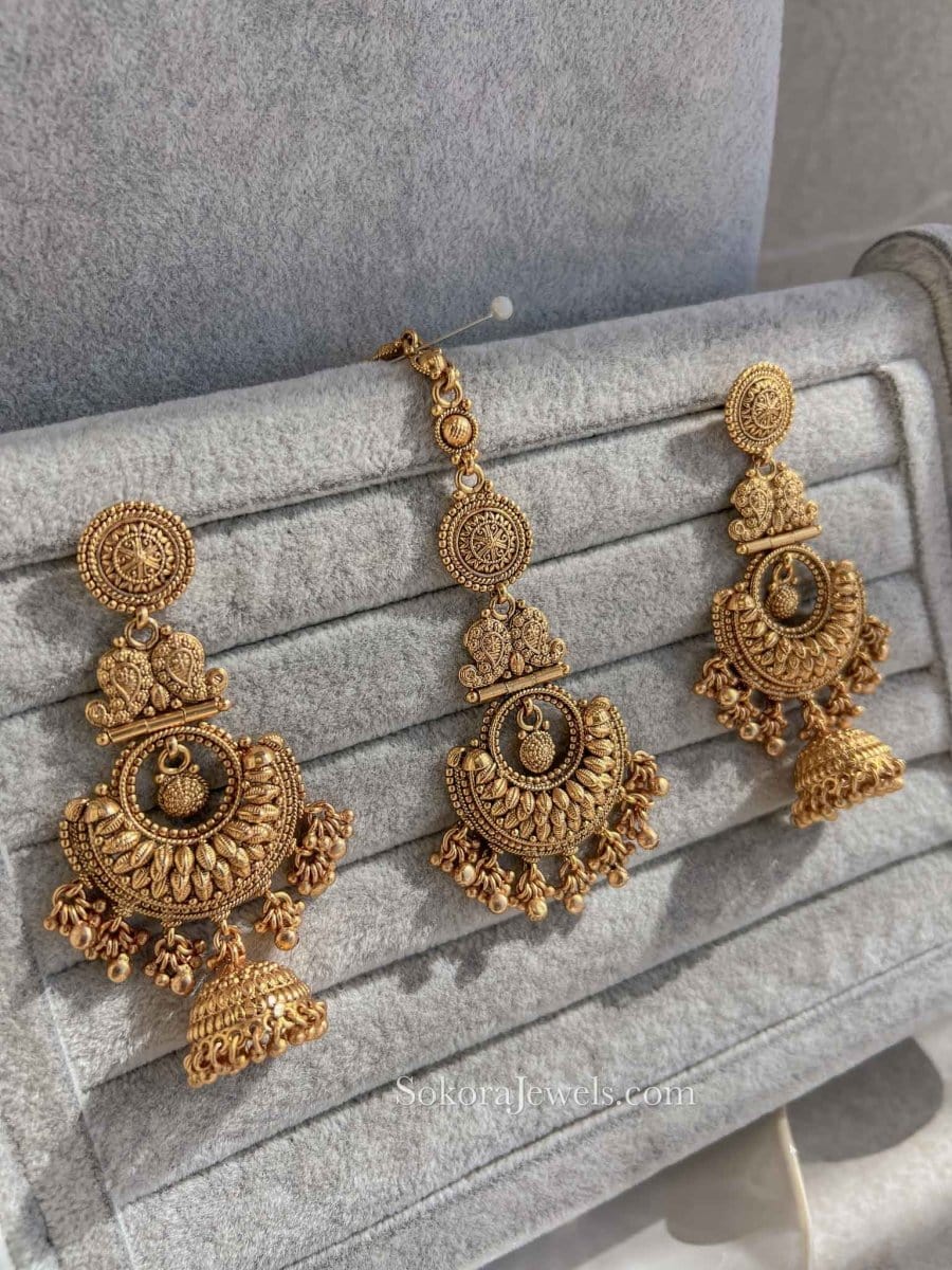Thulashi Gold Temple Set - SOKORA JEWELSThulashi Gold Temple Set