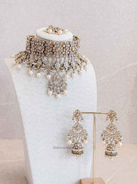 Tina Bridal Choker set - Champagne - SOKORA JEWELSTina Bridal Choker set - Champagne