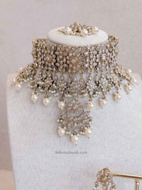 Tina Bridal Choker set - Champagne - SOKORA JEWELSTina Bridal Choker set - Champagne