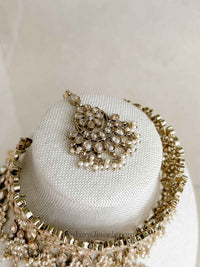 Tina Bridal Choker set - Champagne with Small Pearls - SOKORA JEWELSTina Bridal Choker set - Champagne with Small Pearls