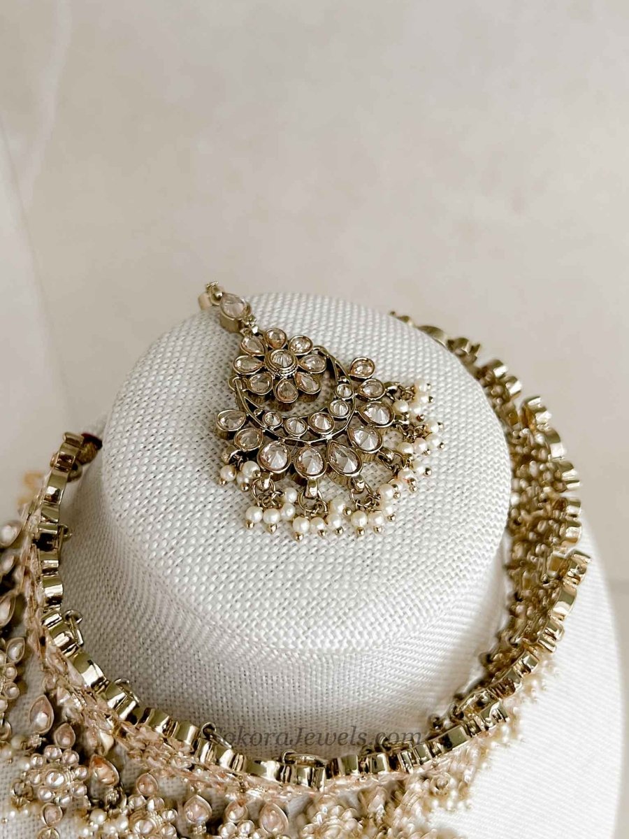 Tina Bridal Choker set - Champagne with Small Pearls - SOKORA JEWELSTina Bridal Choker set - Champagne with Small Pearls