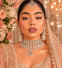 Tina Indian Bridal Choker Set - Clear Crystal - SOKORA JEWELSTina Indian Bridal Choker Set - Clear Crystal