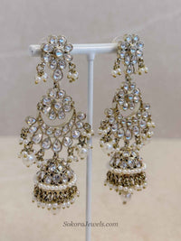 Tina Jhumka Earrings - Clear - SOKORA JEWELSTina Jhumka Earrings - Clear