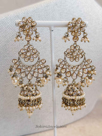 Tina Jhumka Earrings - Golden - SOKORA JEWELSTina Jhumka Earrings - Golden