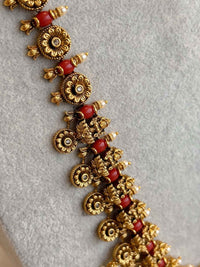 Traditional Lakshmi Mala Set with Ruby and Green Detailing - SOKORA JEWELSTraditional Lakshmi Mala Set with Ruby and Green Detailing