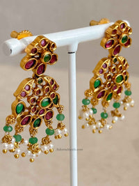 Traditional Mala Set with Ruby and Green Stones - SOKORA JEWELSTraditional Mala Set with Ruby and Green Stones