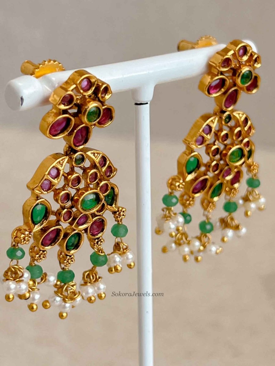 Traditional Mala Set with Ruby and Green Stones - SOKORA JEWELSTraditional Mala Set with Ruby and Green Stones