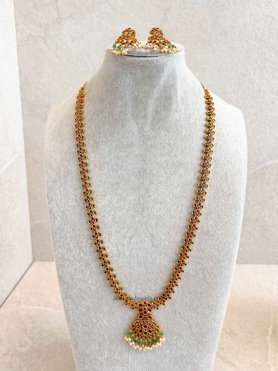 Traditional Mala Set with Ruby and Green Stones - SOKORA JEWELSTraditional Mala Set with Ruby and Green Stones