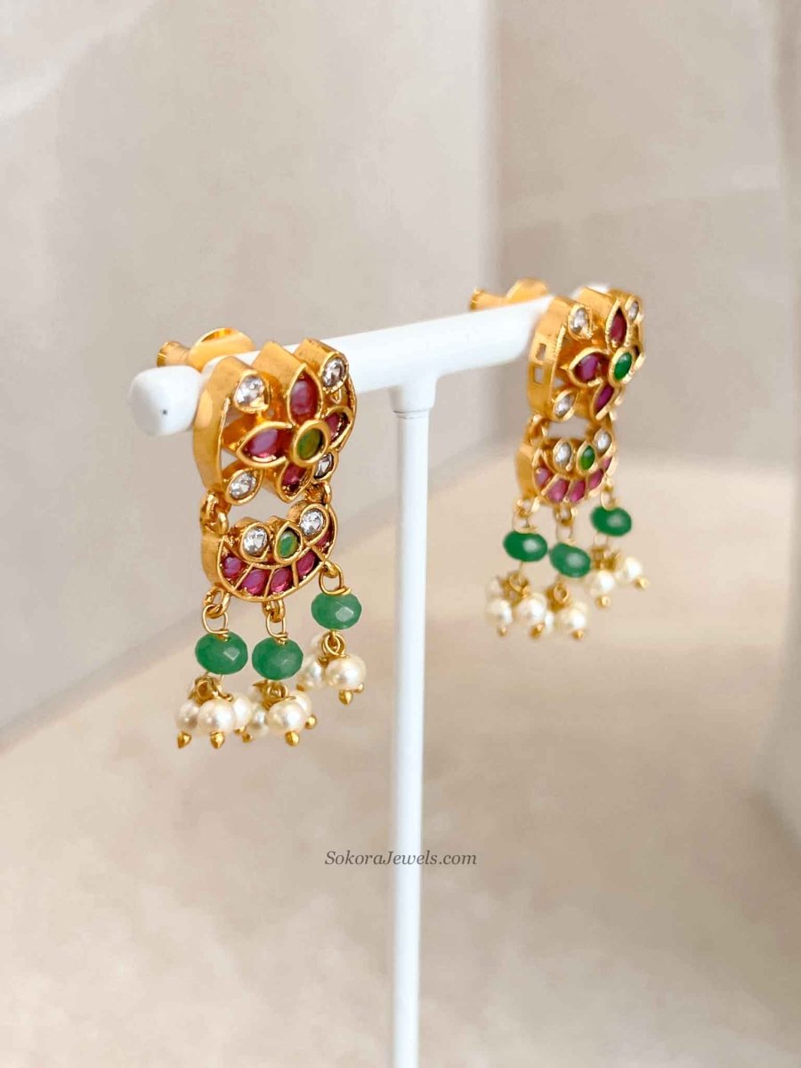 Traditional Mala Set with Ruby and Green Stones - SOKORA JEWELSTraditional Mala Set with Ruby and Green Stones