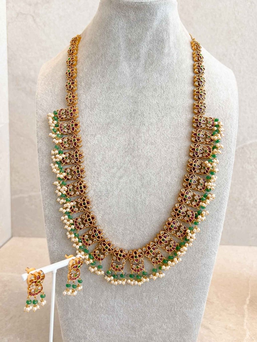 Traditional Mala Set with Ruby and Green Stones - SOKORA JEWELSTraditional Mala Set with Ruby and Green Stones