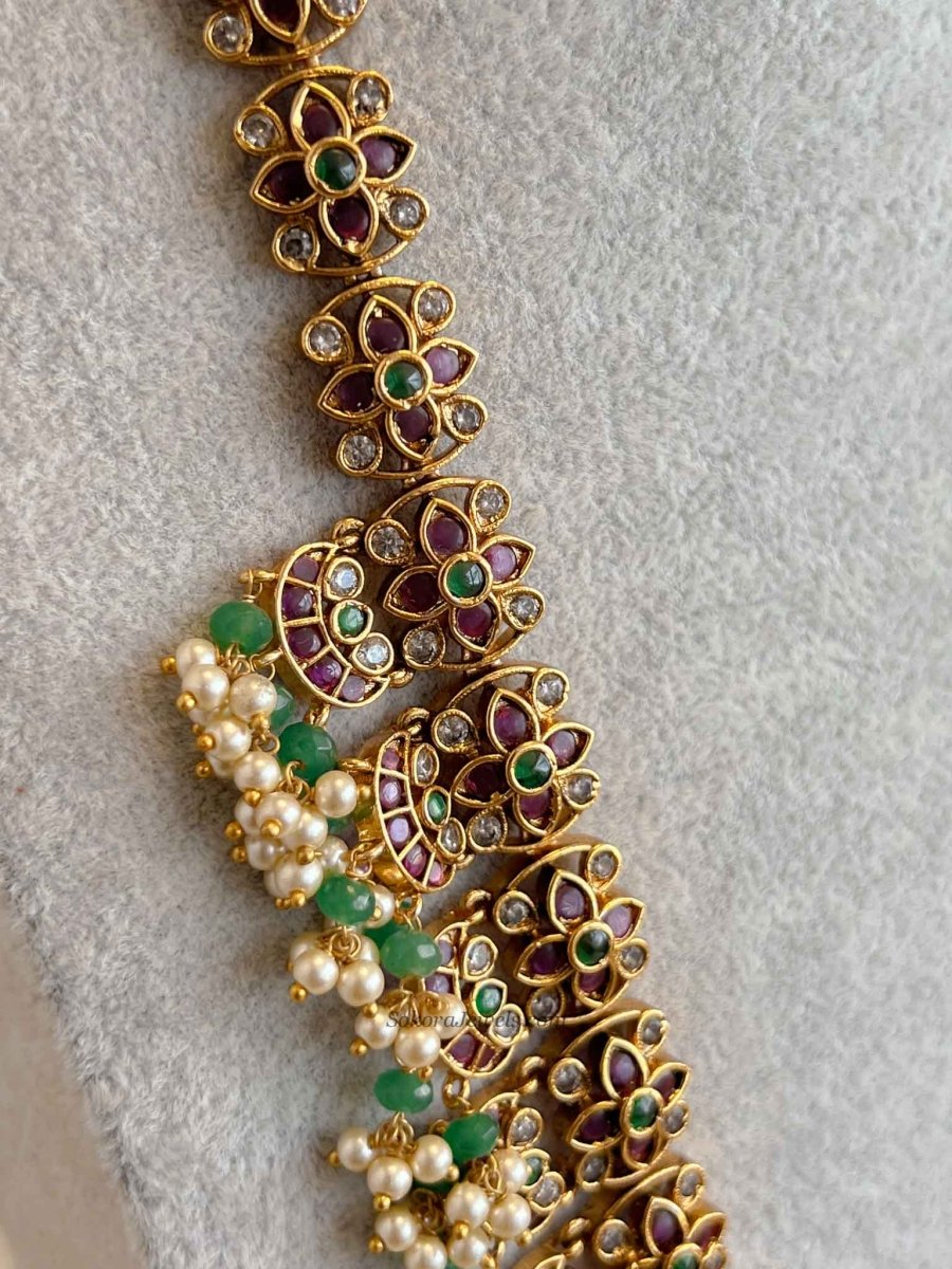 Traditional Mala Set with Ruby and Green Stones - SOKORA JEWELSTraditional Mala Set with Ruby and Green Stones