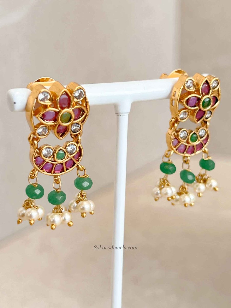 Traditional Mala Set with Ruby and Green Stones - SOKORA JEWELSTraditional Mala Set with Ruby and Green Stones