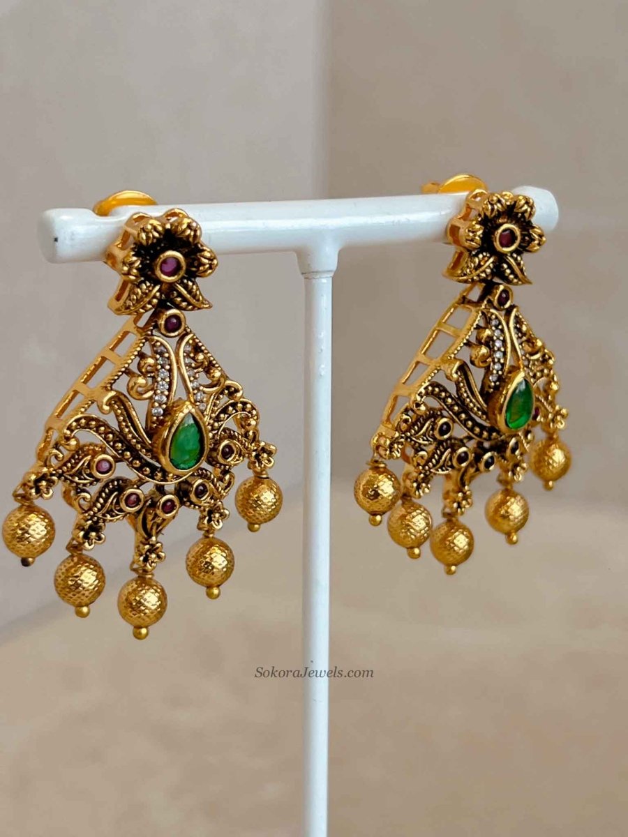 Traditional Mala Set with Ruby and Green Stones - SOKORA JEWELSTraditional Mala Set with Ruby and Green Stones