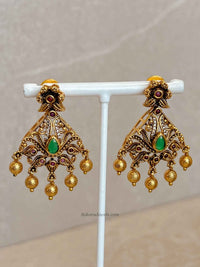 Traditional Mala Set with Ruby and Green Stones - SOKORA JEWELSTraditional Mala Set with Ruby and Green Stones