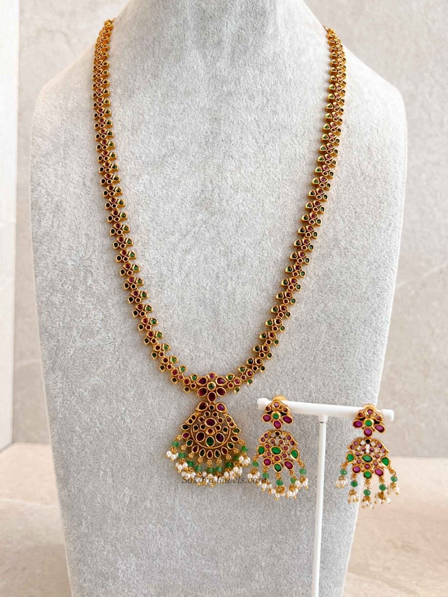 Traditional Mala Set with Ruby and Green Stones - SOKORA JEWELSTraditional Mala Set with Ruby and Green Stones