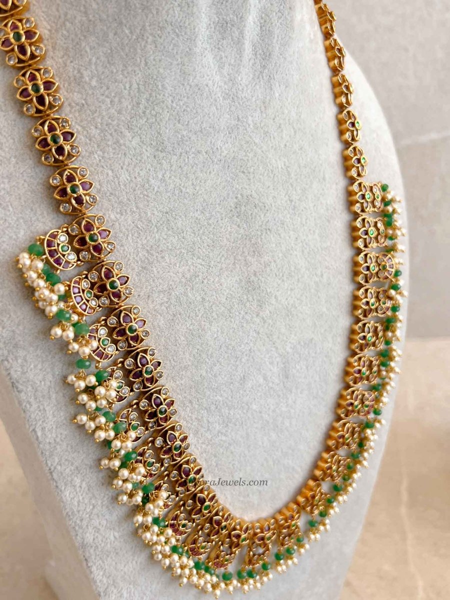 Traditional Mala Set with Ruby and Green Stones - SOKORA JEWELSTraditional Mala Set with Ruby and Green Stones