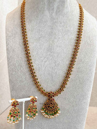 Traditional Mala Set with Ruby and Green Stones - SOKORA JEWELSTraditional Mala Set with Ruby and Green Stones