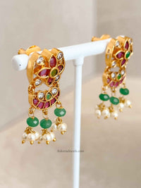 Traditional Mala Set with Ruby and Green Stones - SOKORA JEWELSTraditional Mala Set with Ruby and Green Stones