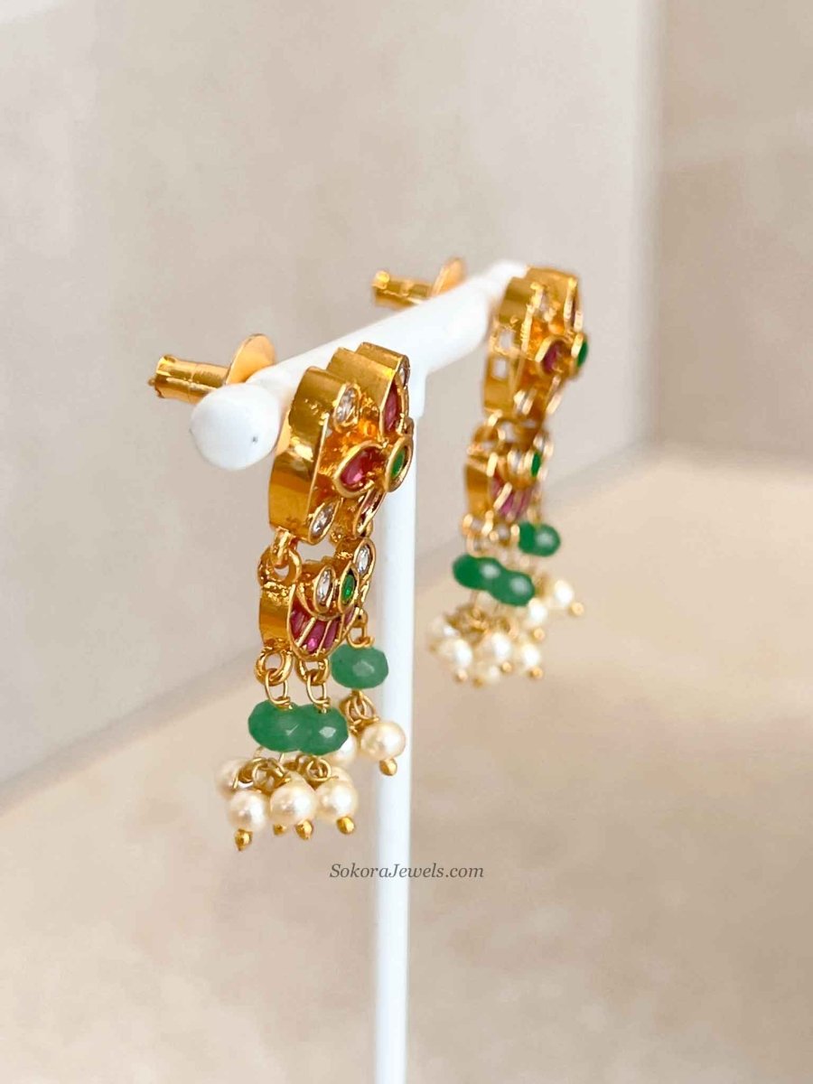 Traditional Mala Set with Ruby and Green Stones - SOKORA JEWELSTraditional Mala Set with Ruby and Green Stones