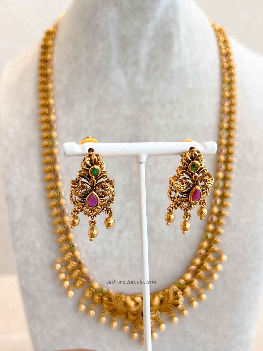 Traditional Ruby & Green Mala Set - SOKORA JEWELSTraditional Ruby & Green Mala Set