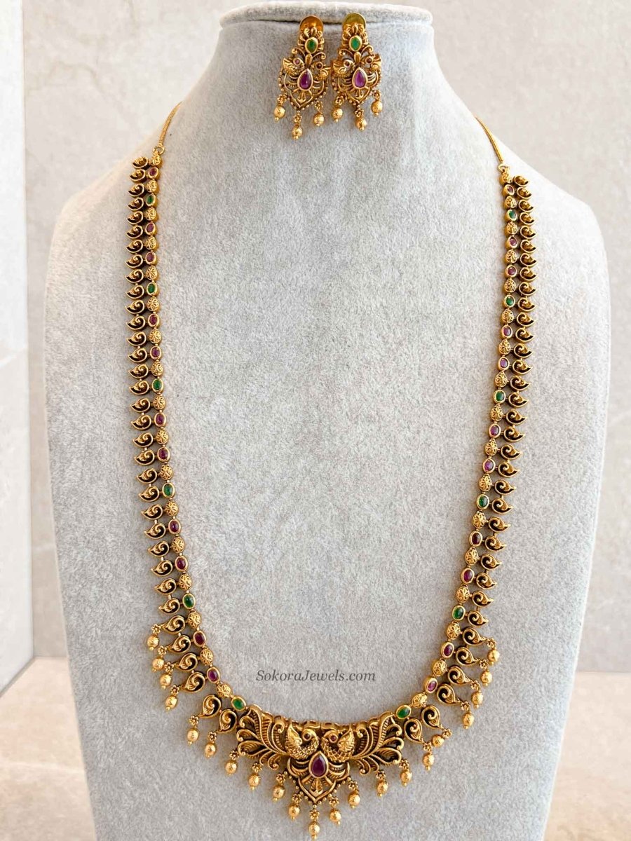 Traditional Ruby & Green Mala Set - SOKORA JEWELSTraditional Ruby & Green Mala Set