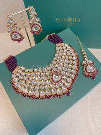 Trina Large Faux Kundan Set - Purple - SOKORA JEWELSTrina Large Faux Kundan Set - PurpleNECKLACE SETS