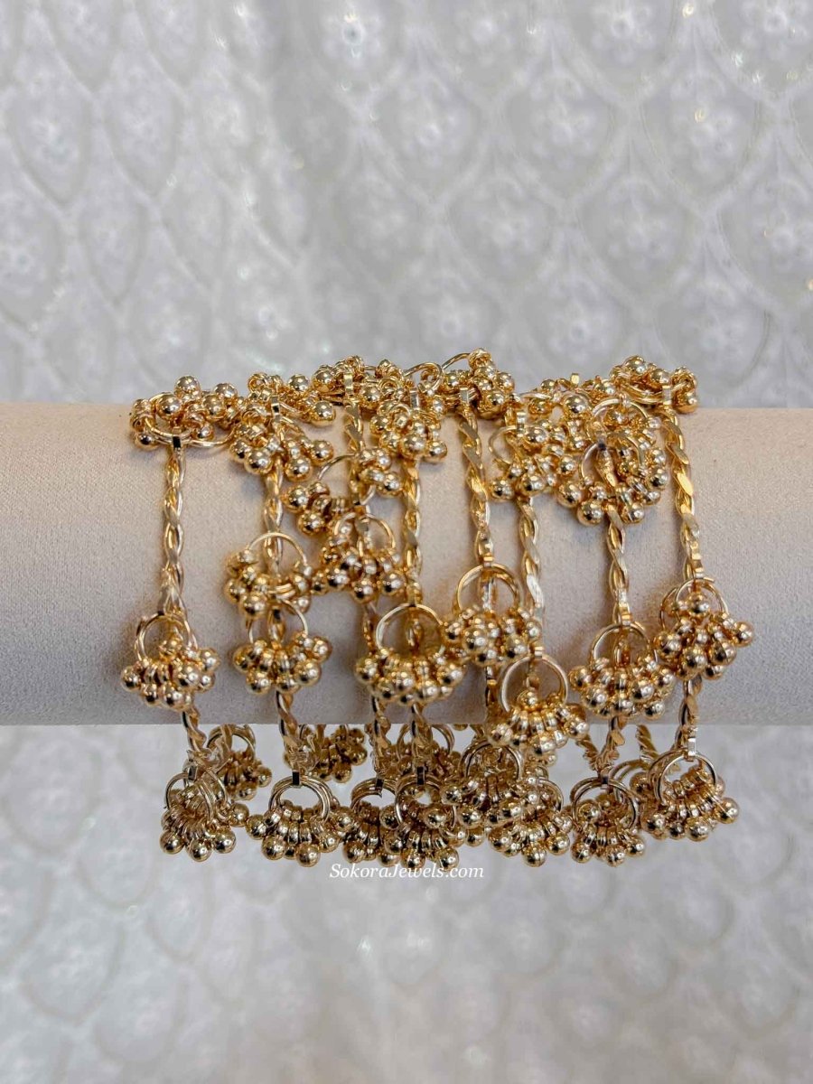 Twisted Detail Design Ghungroo Bangles - Gold - SOKORA JEWELSTwisted Detail Design Ghungroo Bangles - GoldBANGLES