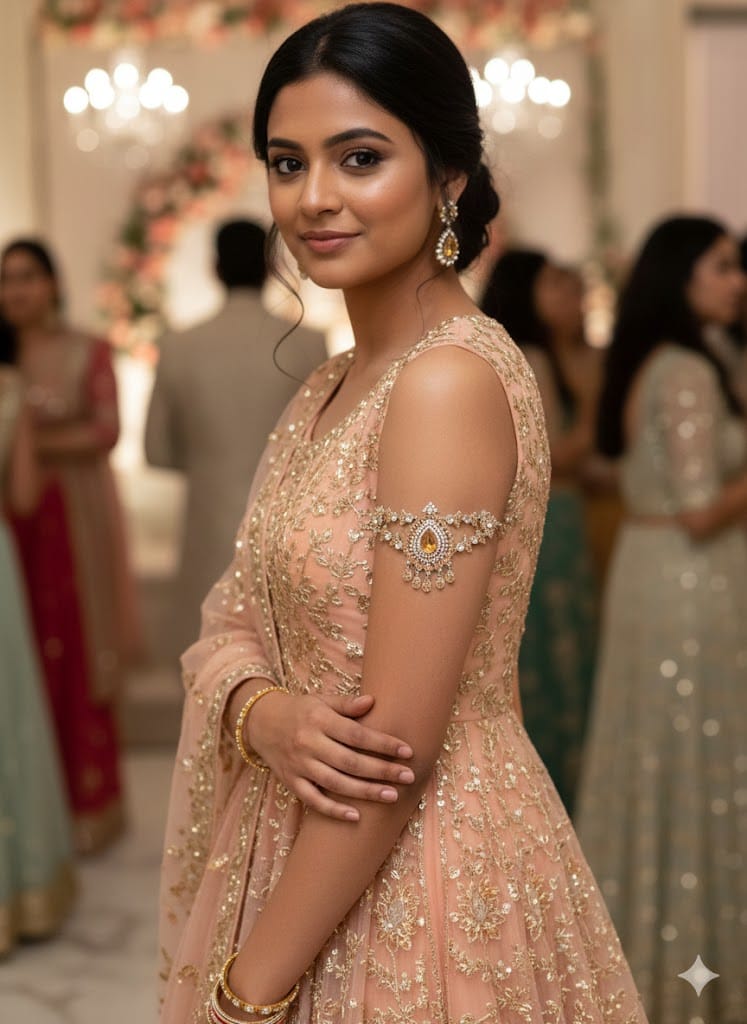 Silver and Peach Arm Band