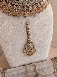 Uzma Bridal Necklace with Jhumka Earrings - Golden - SOKORA JEWELSUzma Bridal Necklace with Jhumka Earrings - Goldencustom