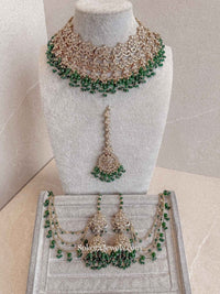 Uzma Bridal Necklace with Jhumka Earrings - Green - SOKORA JEWELSUzma Bridal Necklace with Jhumka Earrings - Greencustom