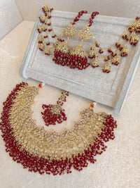 Uzma Gold Plated Bridal set - Maroon - SOKORA JEWELSUzma Gold Plated Bridal set - Marooncustom