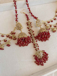 Uzma Gold Plated Bridal set - Maroon - SOKORA JEWELSUzma Gold Plated Bridal set - Marooncustom