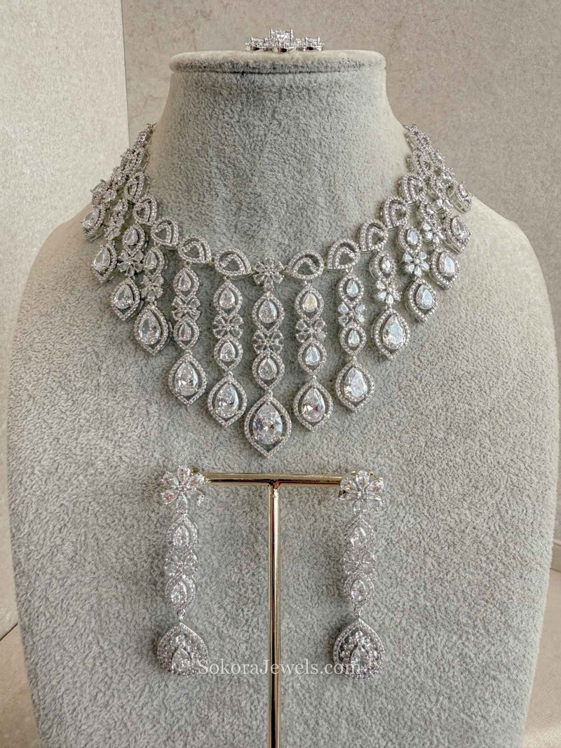 Vine Drop Diamante Set - SOKORA JEWELSVine Drop Diamante SetNECKLACE SETS