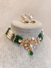 Viola Kundan Choker Set - Green - SOKORA JEWELSViola Kundan Choker Set - GreenNECKLACE SETS