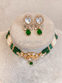 Viola Kundan Choker Set - Green - SOKORA JEWELSViola Kundan Choker Set - GreenNECKLACE SETS