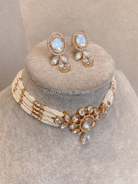 Viola Kundan Choker Set - Pearl - SOKORA JEWELSViola Kundan Choker Set - PearlNECKLACE SETS