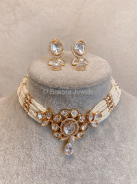 Viola Kundan Choker Set - Pearl - SOKORA JEWELSViola Kundan Choker Set - PearlNECKLACE SETS