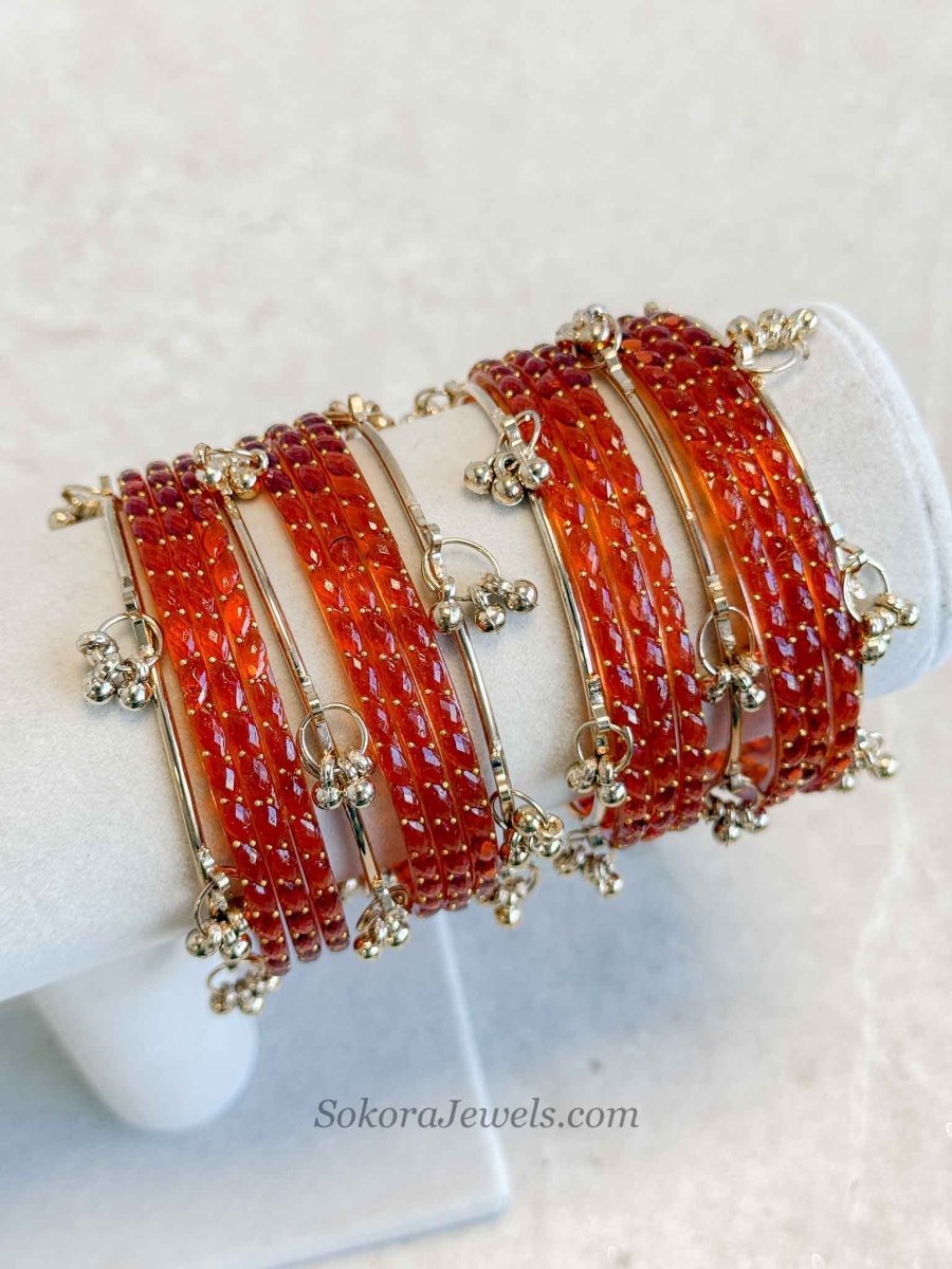 Viral Kashmiri Glass Bangle Set with Ghungroo - SOKORA JEWELSViral Kashmiri Glass Bangle Set with GhungrooBANGLES