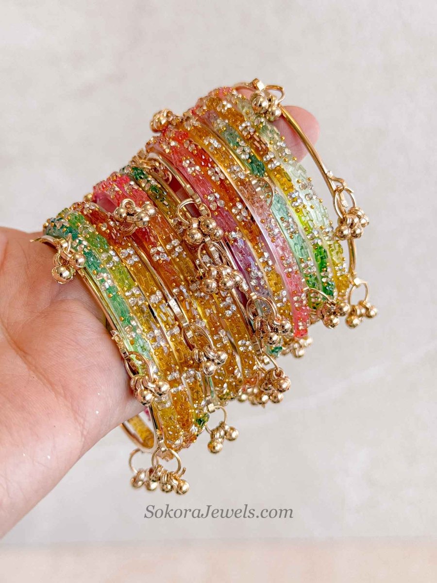 Viral Kashmiri Glass Bangle Set with Ghungroo - SOKORA JEWELSViral Kashmiri Glass Bangle Set with GhungrooBANGLES