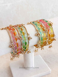 Viral Kashmiri Glass Bangle Set with Ghungroo - SOKORA JEWELSViral Kashmiri Glass Bangle Set with GhungrooBANGLES